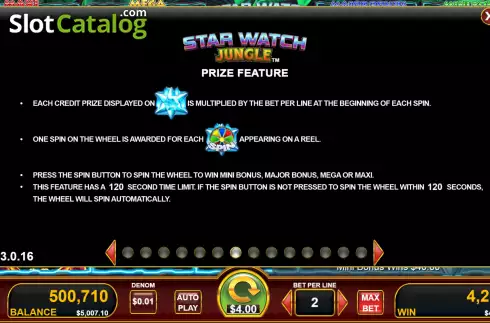 Bildschirm7. Star Watch Jungle slot