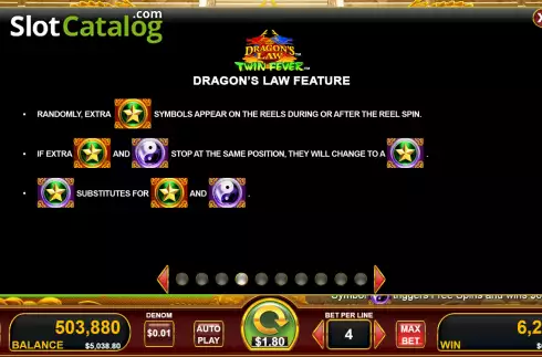 Dragon's Law feature screen. Dragon's Law slot