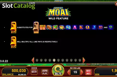 Wild symbols screen 2. Great Moai slot