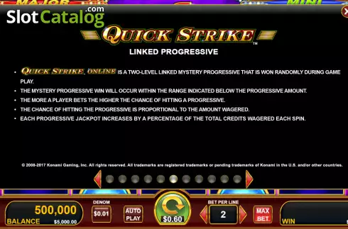 Progressive jackpot screen. Gypsy Fire with Quick Strike slot