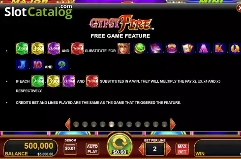 Free Game feature screen 2. Gypsy Fire with Quick Strike slot