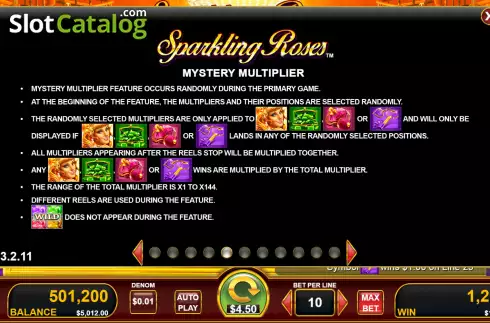 Mystery multiplier screen. Sparkling Roses slot