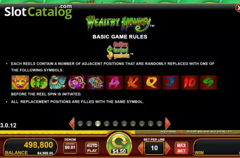 Action stacked symbols screen. Wealthy Monkey slot