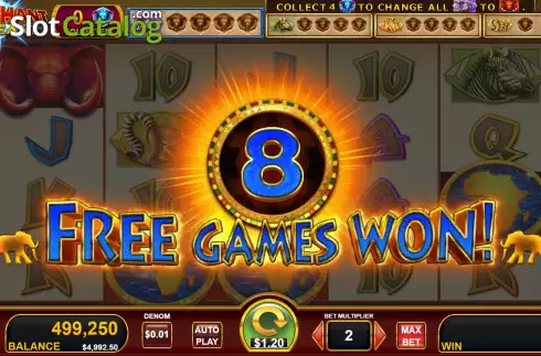 Free Games screen. Elephant Break slot