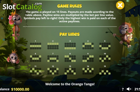 Paytable 4. Orango Tango slot