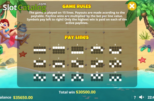 Paytable 4. Total Summer Bliss slot