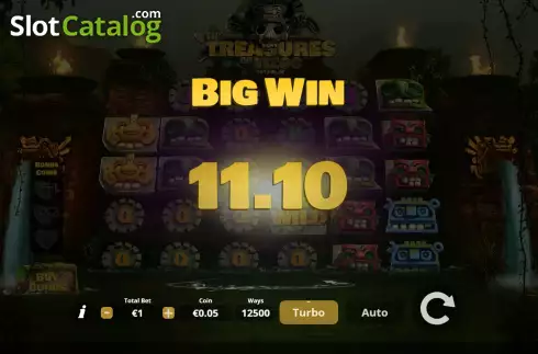 Big Win Screen. The Treasures of Tizoc slot