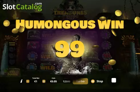Humongous Win Screen. The Treasures of Tizoc slot