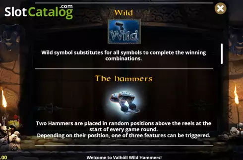 Game Features screen. Valholl: Wild Hammers slot