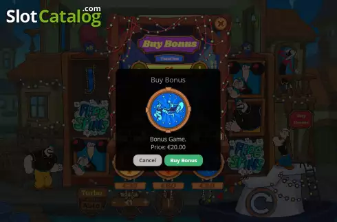 Bonus Game Win Screen. Popeye (Lady Luck Games) slot