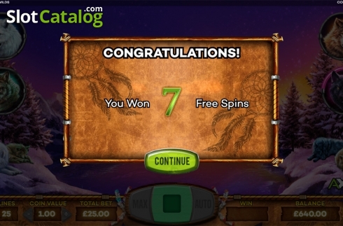Free spins intro screen. Howlin' Wilds slot