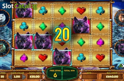 Free spins screen 1. Howlin' Wilds slot