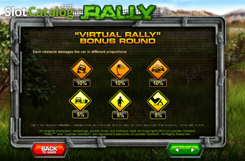 Paytable 5. Rally slot