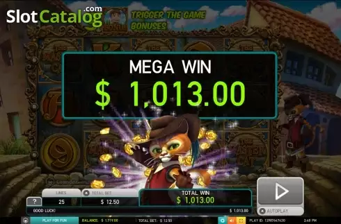 Mega win screen. The Master Cat (Leander) slot