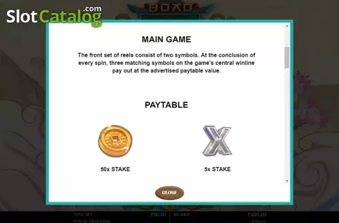 Paytable 1. Boxo slot