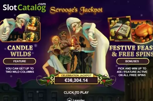 Intro Game screen. Scrooge's Jackpot slot