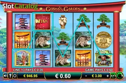 Wild win screen. Geisha's Garden slot