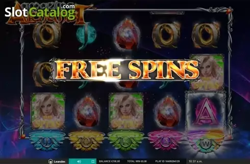 Free spins win screen. Amazing Alchemist slot