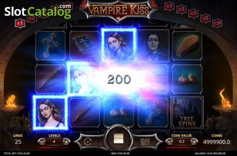 Win screen. Vampire Kiss (Leap Gaming) slot