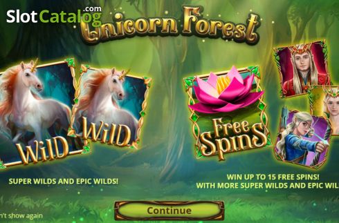 Features screen. Unicorn Forest slot