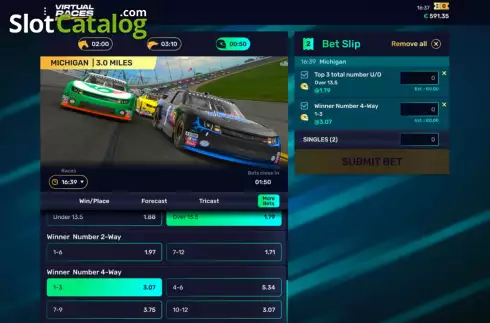 Game screen. Virtual Races slot