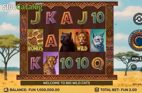 Game screen. Big Wild Cats slot