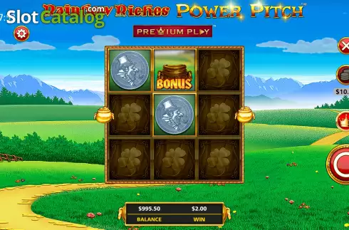 Bonus Bet Gameplay Screen. Rainbow Riches Power Pitch slot