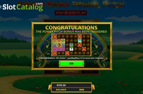 Bonus Gameplay Screen. Rainbow Riches Power Pitch slot