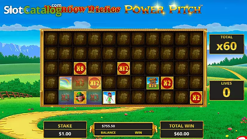 Rainbow Riches Power Pitch Bonus Gameplay Screen