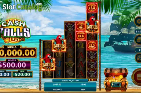 Free Spins Win Screen. Cash Falls Pirate’s Trove slot