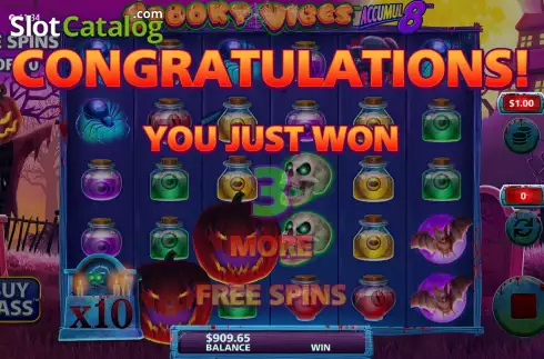 Free Spins Gameplay Screen. Spooky Vibes Accumul8 slot