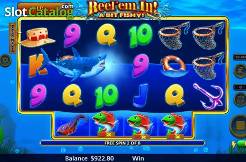 Free Spins Gameplay Screen. Reel Em In! A bit Fishy! slot
