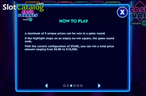 Game Rules screen 3. Cash Squares Instant Tap slot