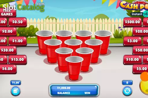 Game screen. Cash Pong Instant Tap slot