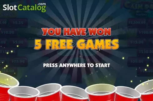 Free Games screen. Cash Pong Instant Tap slot