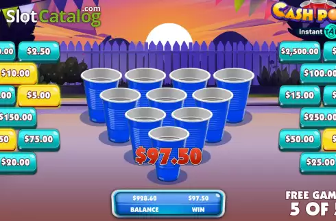 Win Free Games screen. Cash Pong Instant Tap slot
