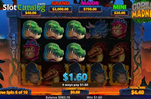 Free Spins Gameplay Screen. Gorilla Madness slot