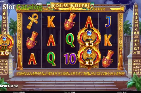 Free Spins Gameplay Screen. Rise of Khepri slot