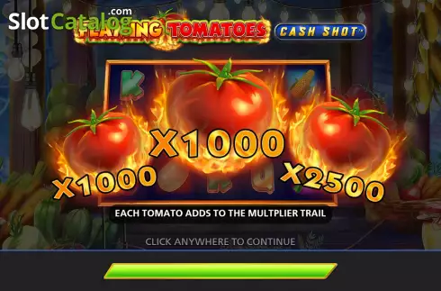 Schermo2. Flaming Tomatoes: Cash Shot slot