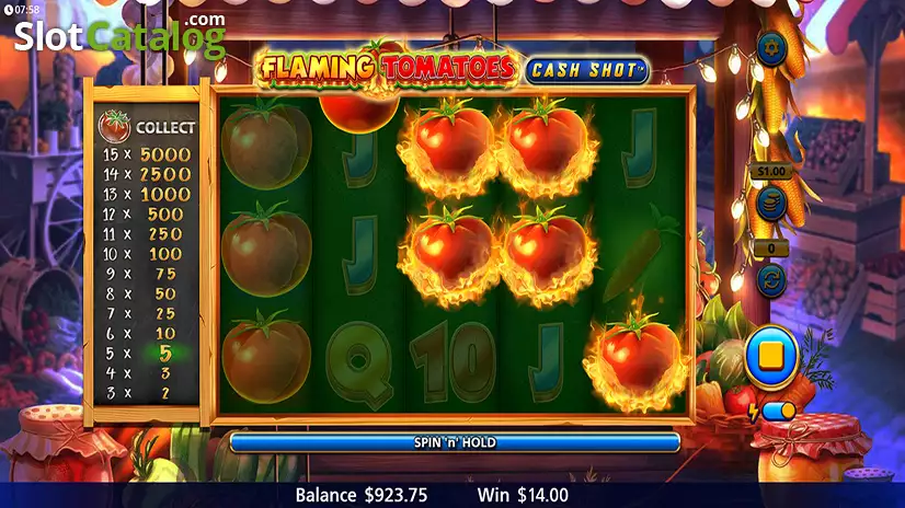 Flaming Tomatoes: Cash Shot Free Spins