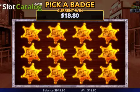 Bonus Game Pick Object Screen. Wild Outlaws slot
