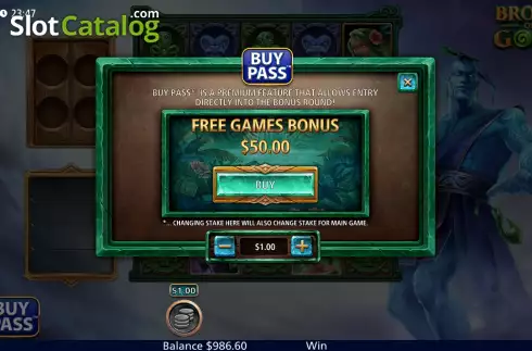 Buy Feature Screen. Brood of Gods slot
