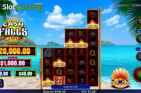 Free Spins Win Screen. Cash Falls Island Bounty slot