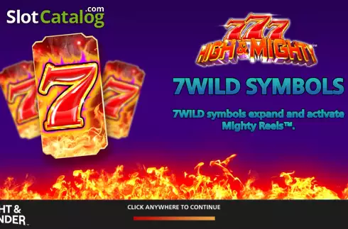 Start Screen. 777 High and Mighty slot