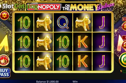 Game Screen. Monopoly on the Money Deluxe slot