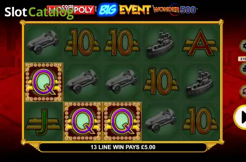 Win Screen. Monopoly Big Event Wonder 500 slot