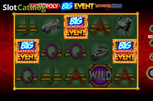 Bonus Win Screen. Monopoly Big Event Wonder 500 slot