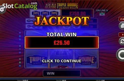 Win Screen 6. Blazing 777 Triple Double Jackpot Wild slot