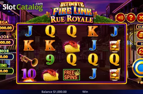 Game screen. Ultimate Fire Link Rue Royale slot