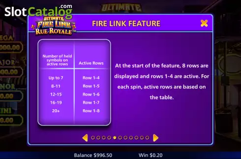 Fire Link feature screen 2. Ultimate Fire Link Rue Royale slot